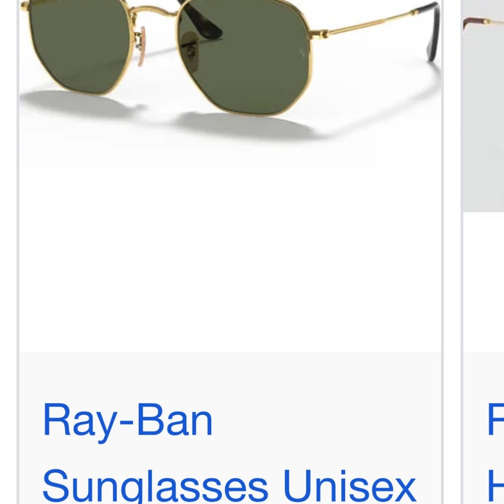Ray-Ban Gold Frame Sunglasses with Green Lenses